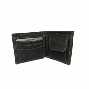 Distressed Leather Wallet Navy