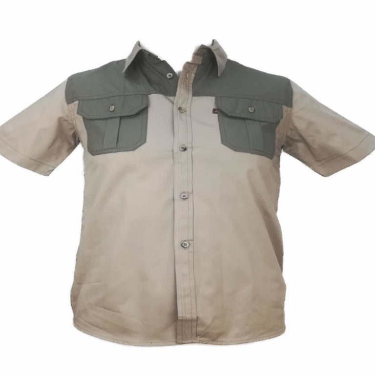Kiddies 2-Tone Bush Shirt Stone/Olive - Kallie Khaki Online Store